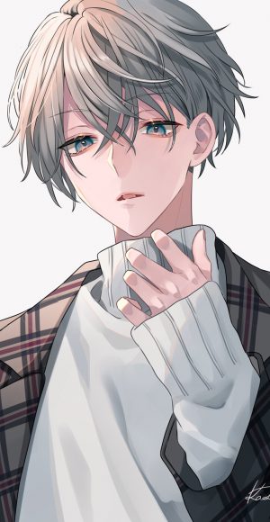 銀髪青目男子