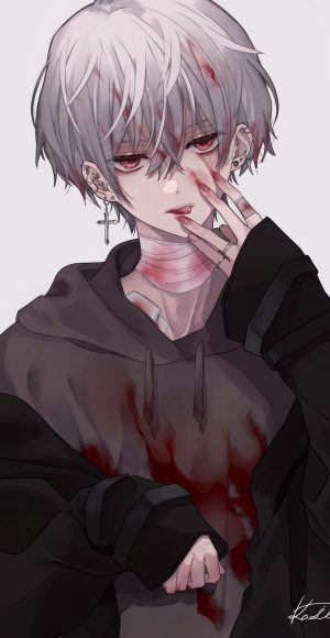 白髪赤眼男子