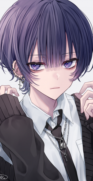 紫ぱっつんウルフ男子