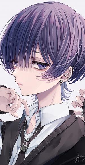 紫ぱっつんウルフ男子
