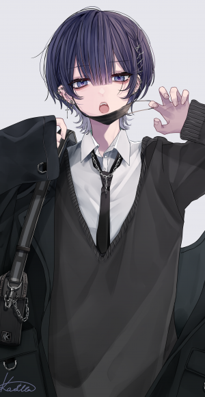 紫ぱっつんウルフ